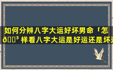 如何分辨八字大运好坏男命「怎 🌳 样看八字大运是好运还是坏运」